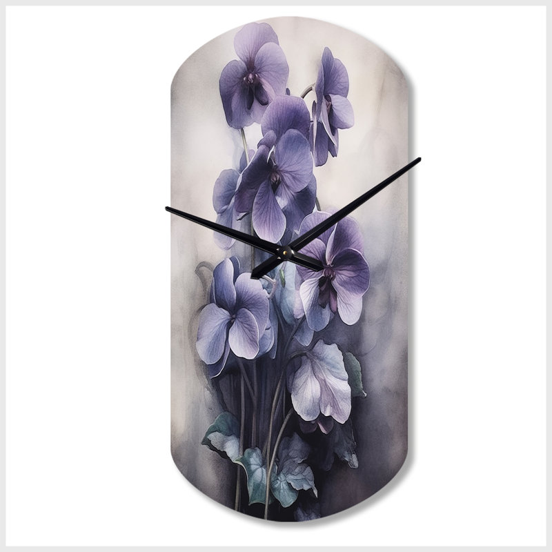 Horloge murale asymétrique violette et violette Dream II - horloge murale florale asymétrique, Grand