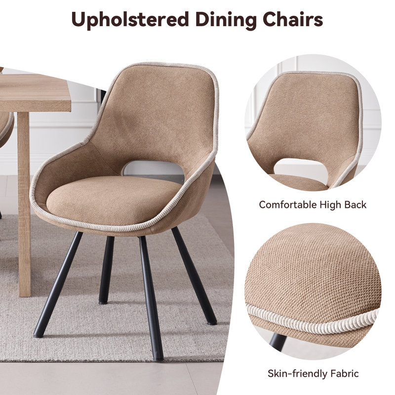 Swivel Dining Chairs Set Of 2, Modern Upholstered Fabric Kitchen Chair With Thicken Cushions for Living Room, Bedroom, Brown