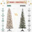 Pre-Lit Slim Artificial Christmas Tree- Warm White LEDs, Full Branch Tips, 9 Light Modes, Snow-Flocked PVC Branches, Metal Stand, Space-Saving Pencil Tree, Christmas Decorations-53395630