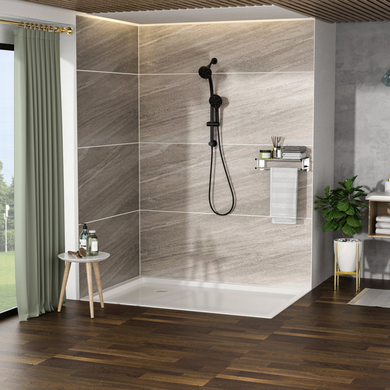 Pomme de douche à effet de pluie de 4,7 po et système de douche à 8 mains, tuyau en acier inoxydable, support réglable, barre coulissante à angle, pomme de douche multifonctionnelle, douche,