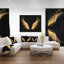 «Golden Angel Wings on Black», reproduction d'impression sur toile tendue-63567955