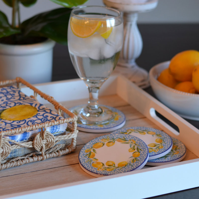 Ceramic Round 4 Piece Coaster Set