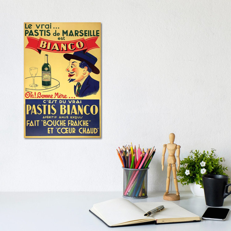 Pastis De Marseille Bianco by Vintage Apple Collection - Wrapped Canvas Gallery-Wrapped Canvas Giclée