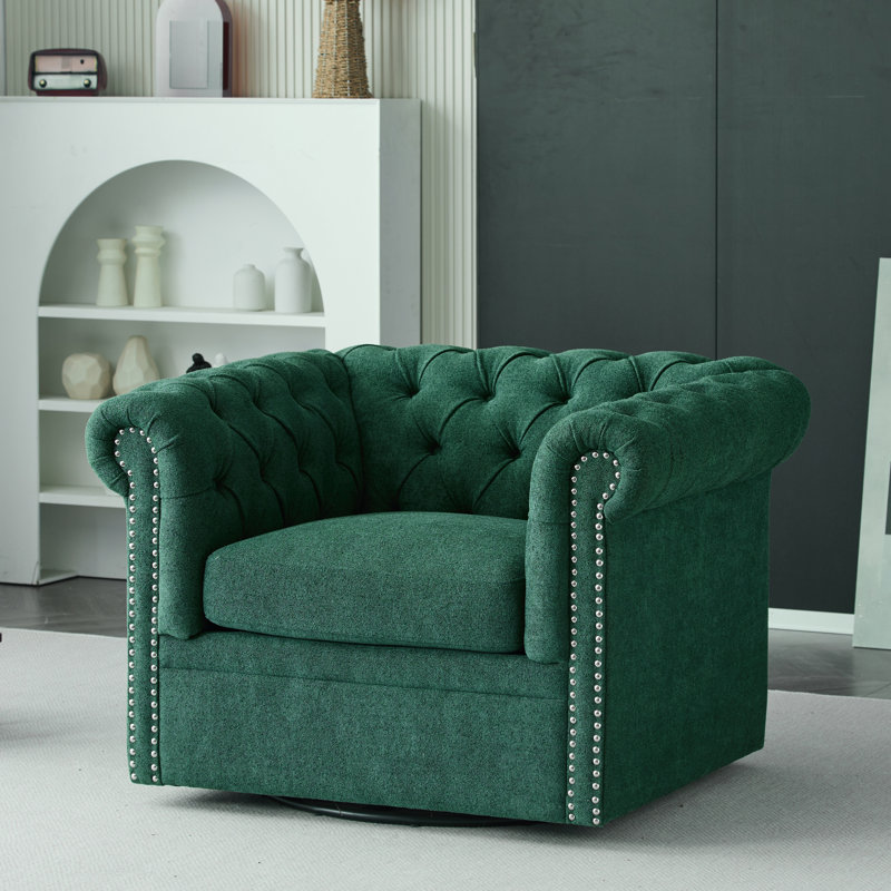Fauteuil club pivotant rembourré Danyiel Chesterfield