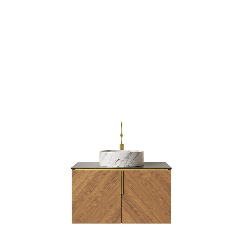 Meuble-lavabo de salle de bain avec lavabo, meuble de rangement mural moderne avec portes doubles
