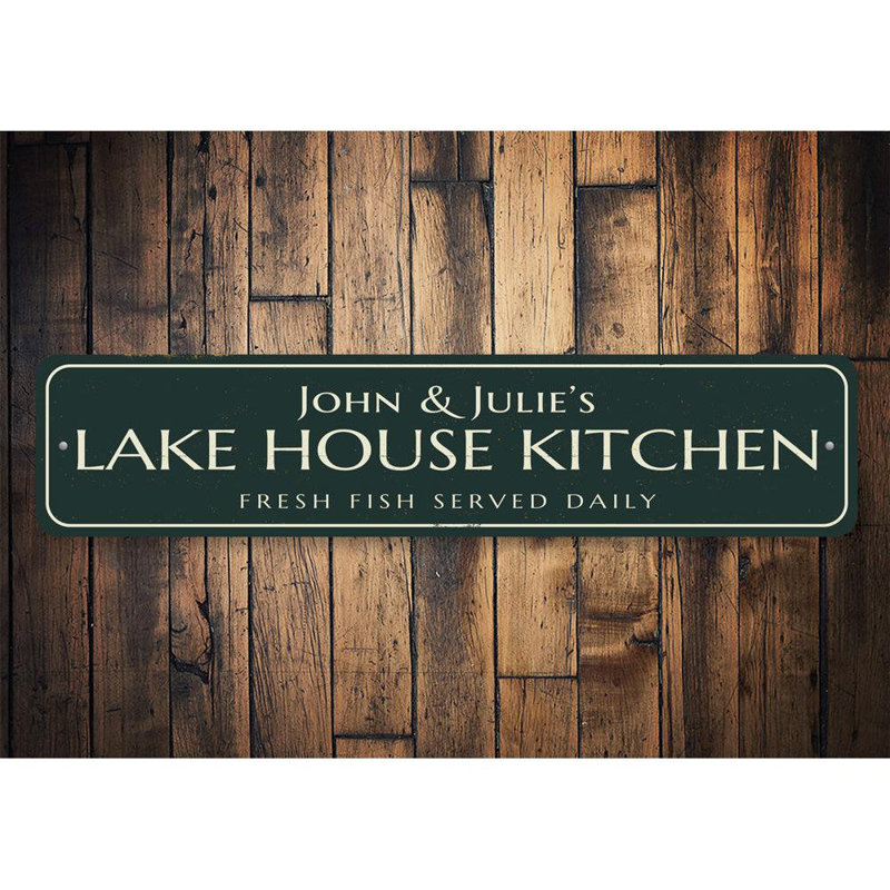 Plaque en aluminium Lake House Kitchen, H 4 po x l 18 po x P 0,04 po