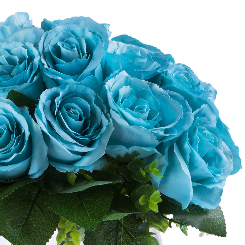 Arrangement floral de roes artificielles, Turquoise