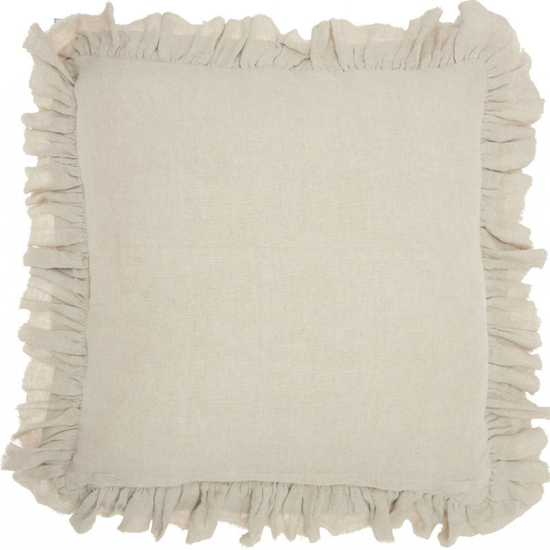  Coussin 24 po avec bords à volants, Beige