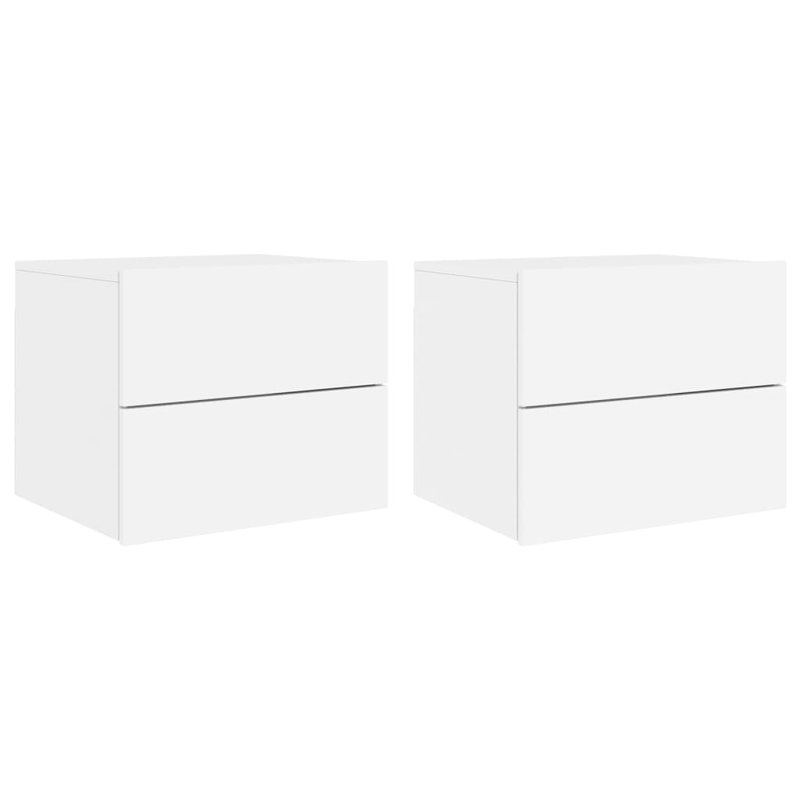 Bonts 50cm W Bedside Table, White, Set of 2