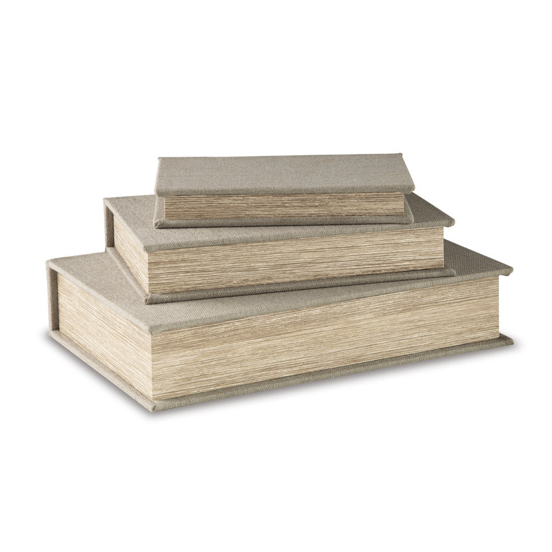 Kepir 3 Piece Fabric Book Box Set, Natural