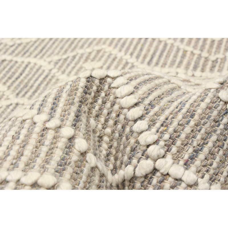 Tapis rectangulaire nouvel âge en laine taupe Demariae de conception unique 5 pi x 7 pi 10 po Demariae