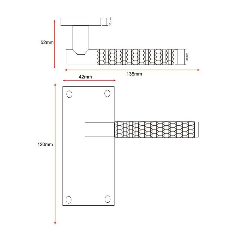 Golden Grace 5 Pairs Victorian Design Knurled Hex Cut Door Handle Antique Brass Finish Internal Pack - Bathroom and Lock Set with Hinges - 120mm x 40mm