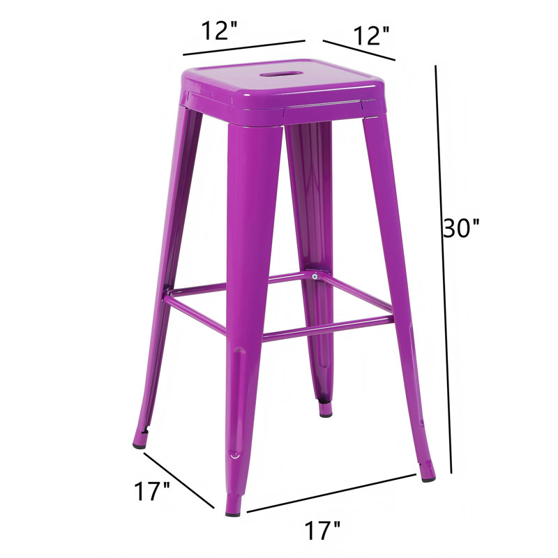 Tabourets de bar en métal 30 po à hauteur de comptoir sans dossier, imperméables et faciles à assembler, idéaux pour les tabourets de cuisine et de salle à manger en mauve, de 2, à nettoyer, détachables, îlot approprié