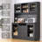 Arbela 63''W Stand Alone Wood Kitchen Pantry with Wine Rack, Glass Doors, Shelves and Cabinets Spacious Countertops and 3 Drawers for Food Storage-1456270521