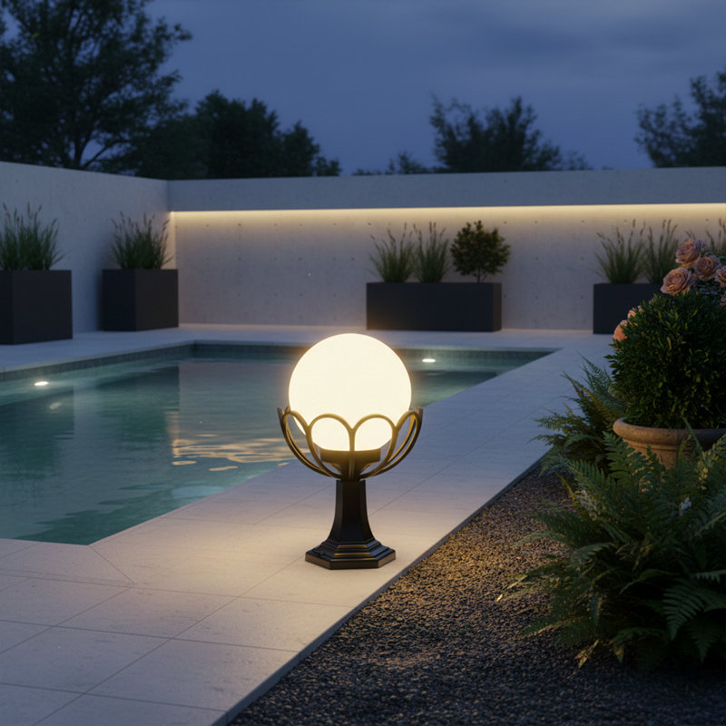 Seraphina 1-Light Outdoor Pedestal Globe