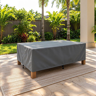 Housse pour table basse et table d'appoint de qualité supérieure - Housse résistante et respirante avec doublure en PVC résistant à l'eau, ourlet élastique réglable, sangles à fermeture par clic et bouches d'aération - Collection Goodman