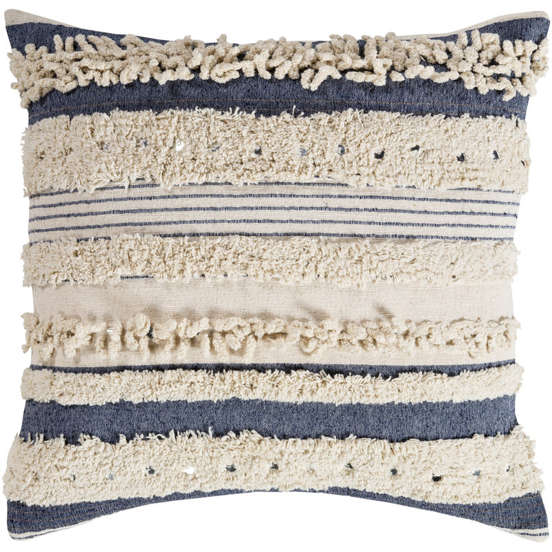 Coussin Dravid, 20 po x 20 po, Bleu marine, Duvet