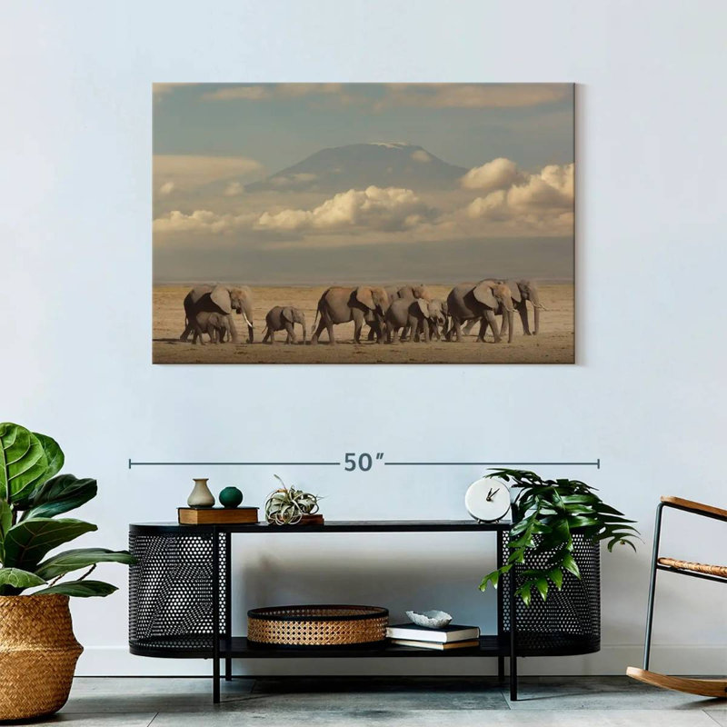 Brampt Elephant Herd In Kenya, 30" H x 45" W