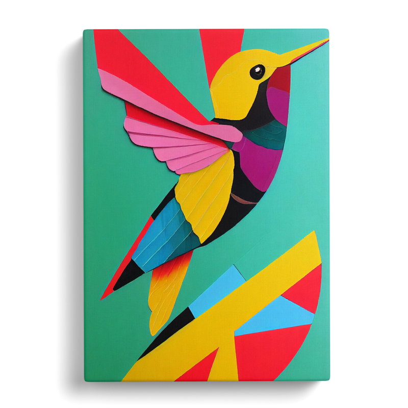 Orrick Hummingbird Patchwork - Wrapped Canvas, 50cm H x 35cm W x 3cm D