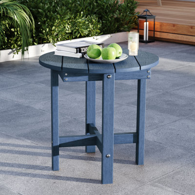  HDPE Small Round Side Table, Sturdy Outdoor Side Table, Weather-Resistant Outdoor End Tables for Patio, Porch, Deck