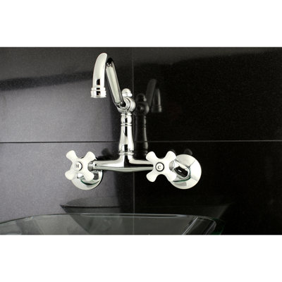 Kingston Brass Vintage Double-Handle 2-Hole Wall-Mount Bridge Kitchen Faucet