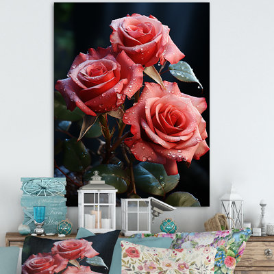 Art mural rétro rose rouge Reson I - Roses