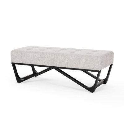 Chic Grey Bench With Button Waffle Stitch, Base, 47.98"W X 17.16"D 16.62"H Modern Upholstery & ,