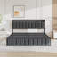Base de lit double moderne avec tête de lit bibliothèque, lit plateforme tapissier en similicuir noir avec station de charge, sommier à lattes en acier robuste, aucun sommier tapissier requis-987698840-979934238
