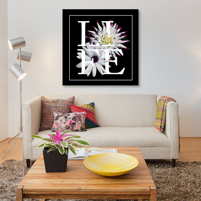 « floral graphic ii », impression sur toile, H 12 po x l 12 po x P 0,75 po, Pas de tapis, Toile tendue