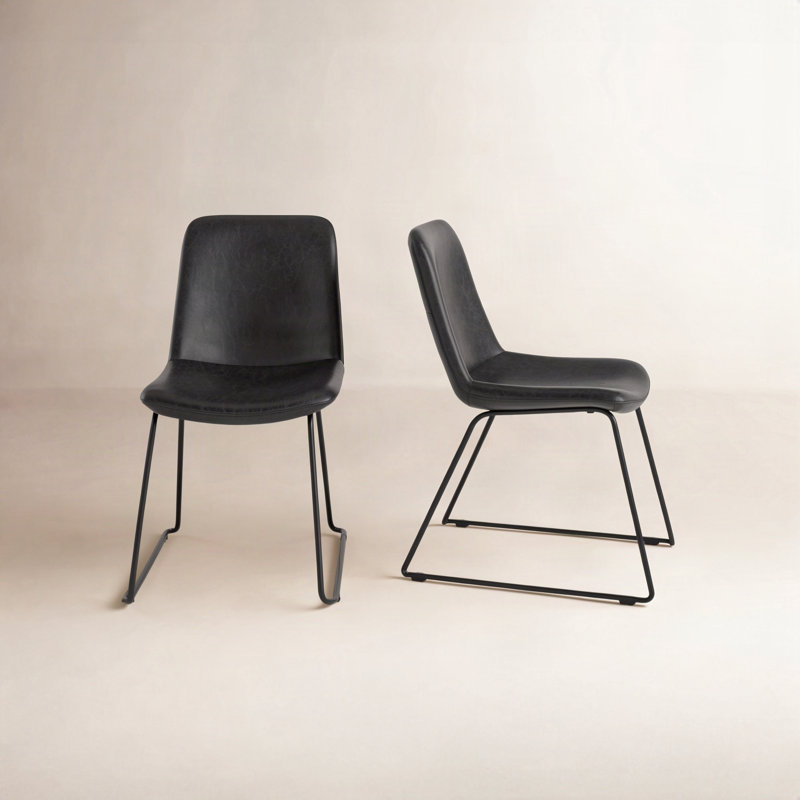 Chaise d'appoint rembourrée Evadine, Noir, Noir