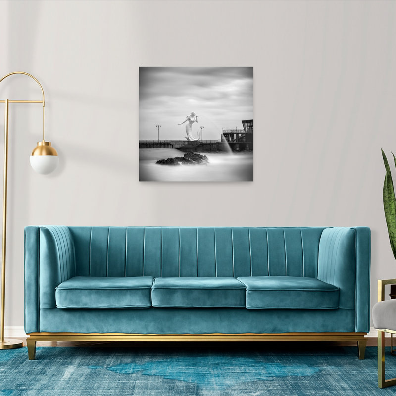 Ethereal Mermaid Seascape Dramatic Dreamy Elegant Coastal Ocean Wall Art Print 1 Piece Wrapped Canvas Wall Art