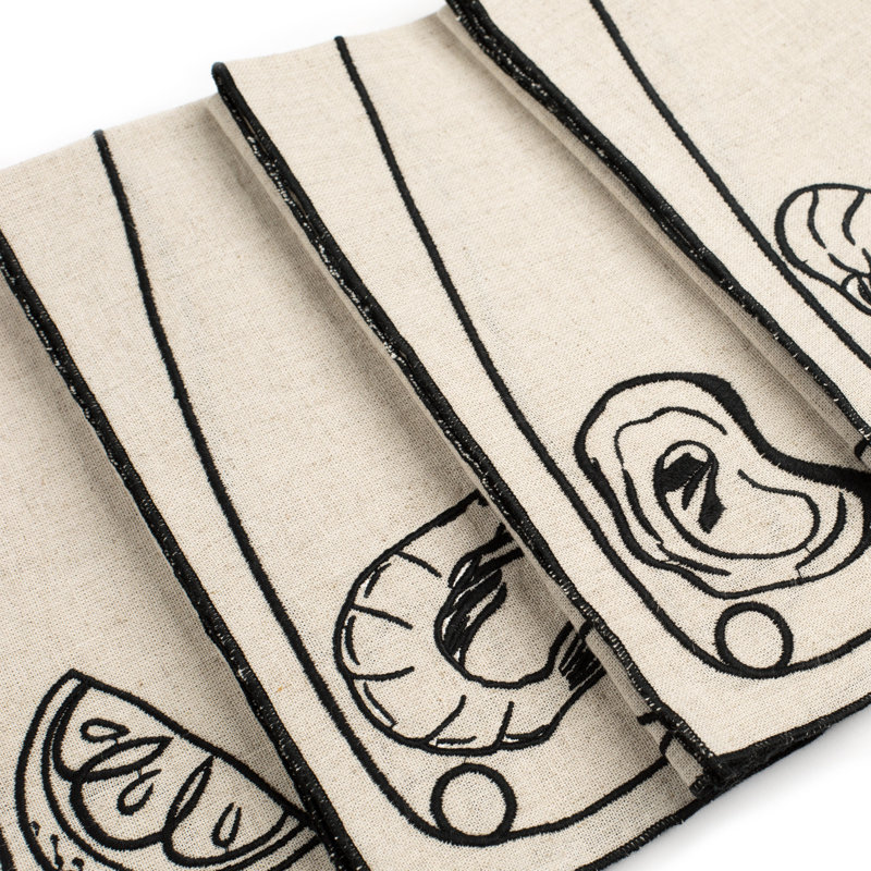 Line Drawing Embroidered Linen Napkins