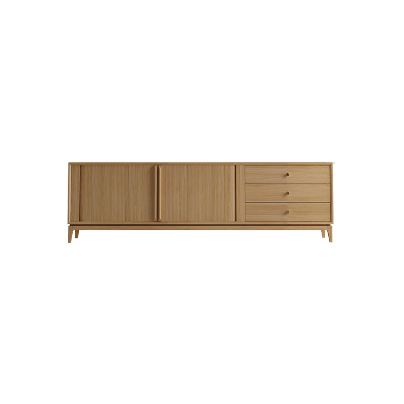 Meuble télé nord-américain en bois massif, Bois brun foncé, 23.62”H x 78.74”W x 17.71”D