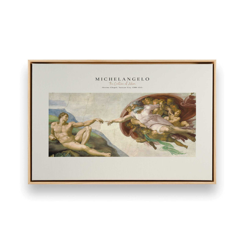 La création d'Adam par Michel-Ange v2, H 32,75 po x l 48,75 po, Érable américain