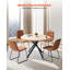 Ensemble de table de salle à manger 5 pièces, table de cuisine ronde peu encombrante avec 4 chaises rembourrées orange, coussins en similicuir, bureau moderne en ton de bois avec patins réglables pour la salle à manger, petits espaces