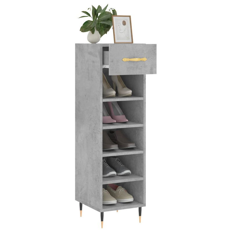 Besik 6 Pair Shoe Rack, Concrete Grey