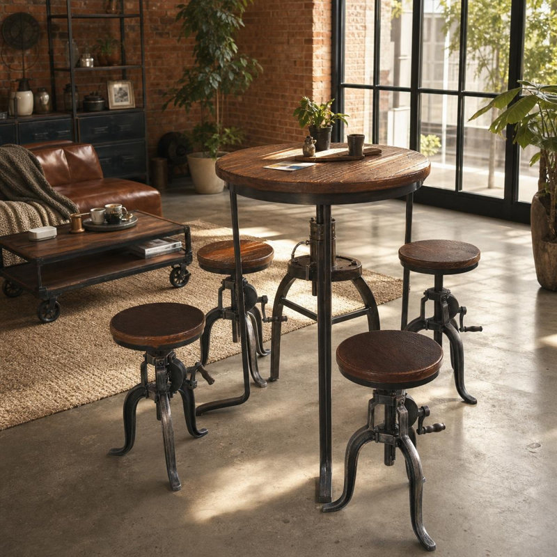Jenaiah Swivel Adjustable Height Counter Stool with Metal Frame