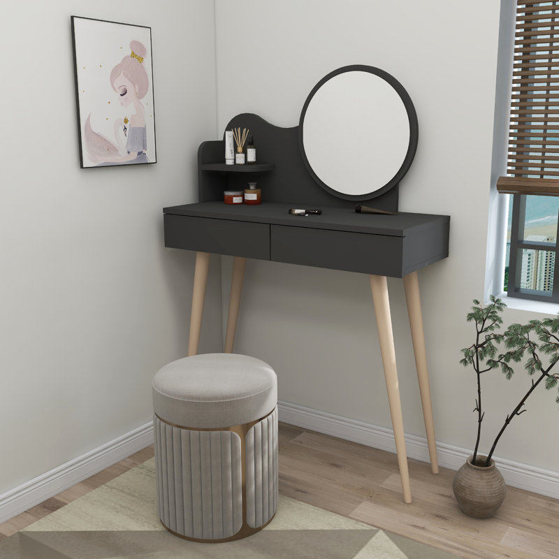Dressing Table with Mirror Jennifer, Anthracite