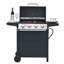 Barbecue au propane à 4 brûleurs, en acier inoxydable 34 000, avec couvercle, deux tablettes et roulettes transportables pour la terrasse