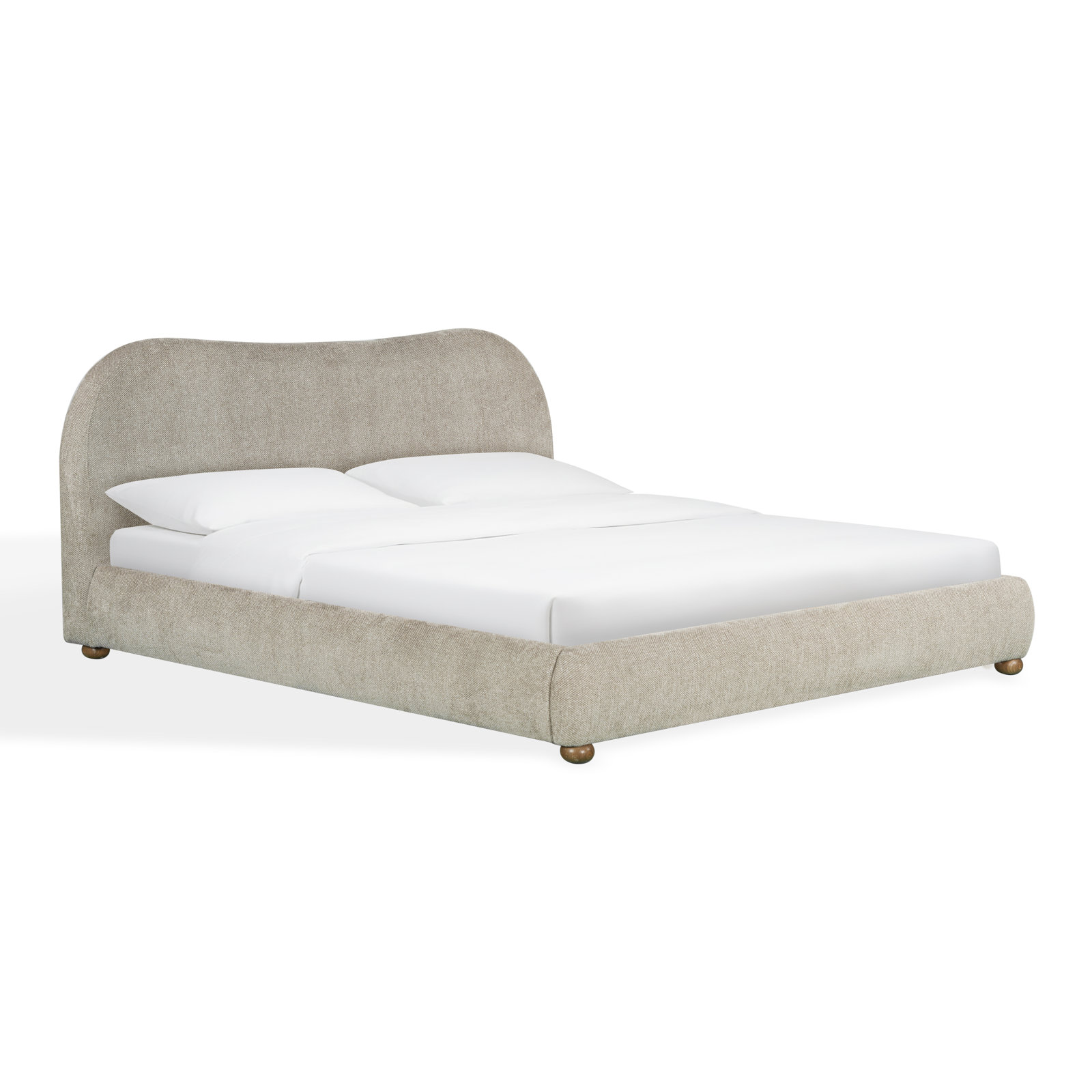 Liza Upholstered Bed, Queen, Light Brown Chenille