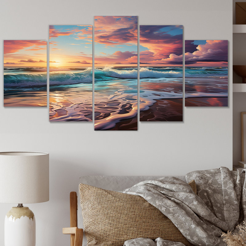 Mebane - reproduction d'art sur toile côtière - 5 panneaux