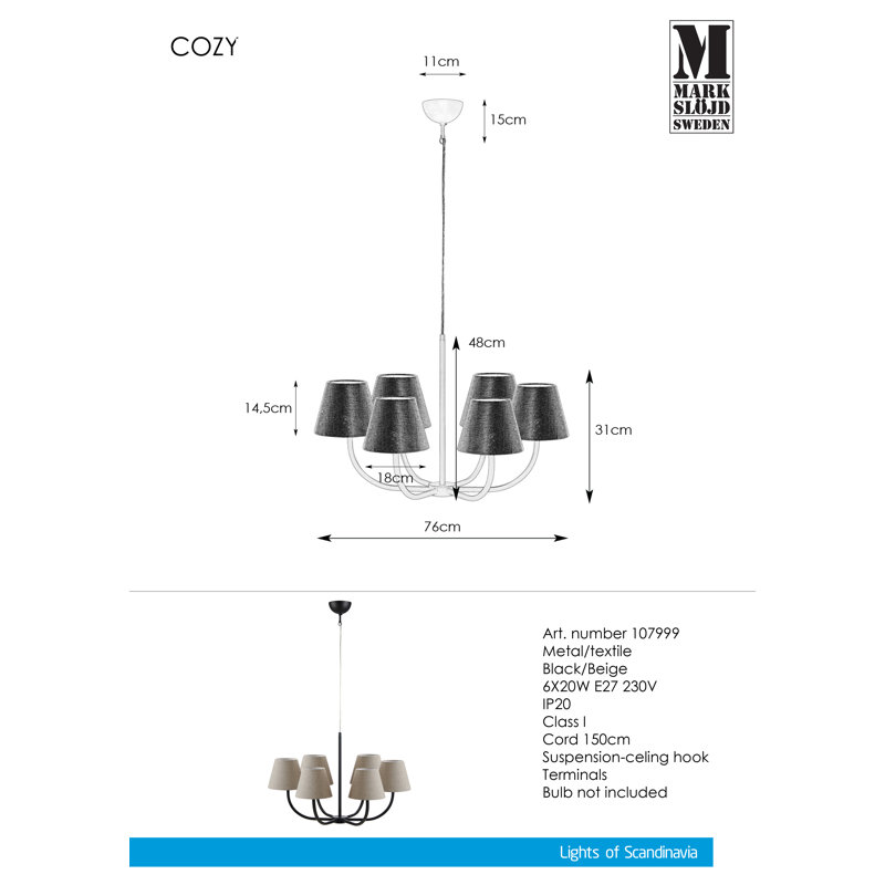 Katia 6 - Light Shaded Chandelier