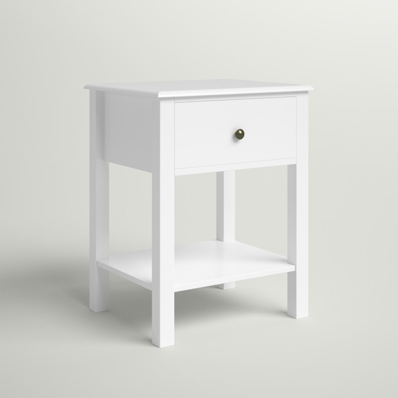 Table de chevet 1 tiroir Ankeny, Blanc, Ensemble de 1