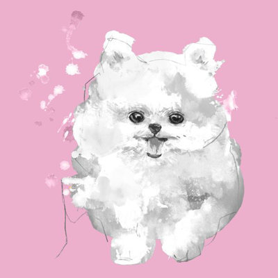 «Vivid Puppies I» par Elle Youngstrom, peinture