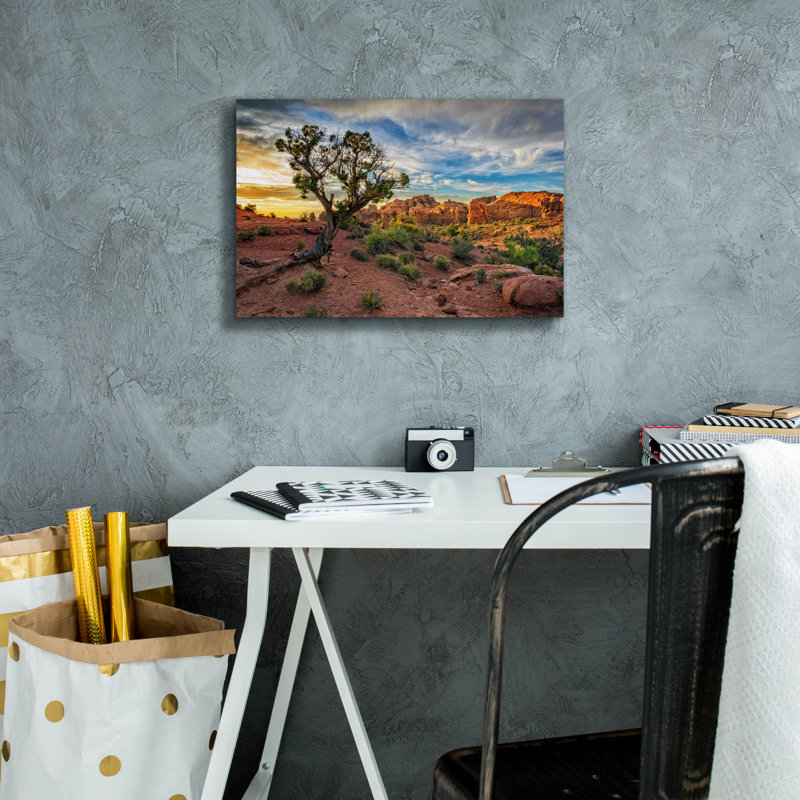 «Sunset In Moab» par Rick Berk, art mural sur toile, H 12 po x l 18 po x P 0,75 po