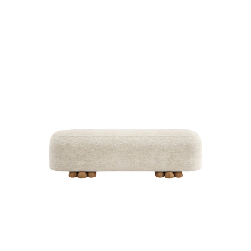 Banc rembourré en mélange de coton Gwyndaf, H 17,71 po x l 55,11 po x P 17,71 po