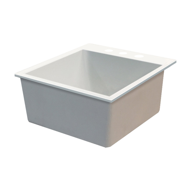 22.44'' L Single Bowl Granite Kitchen Sink, White, 3 Hole