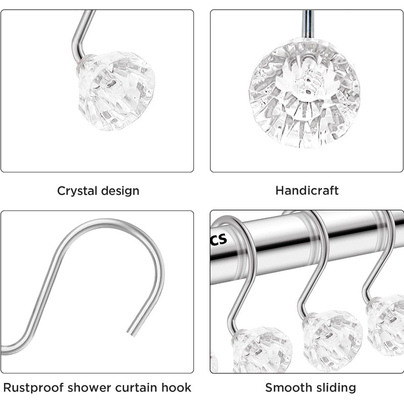 Anneaux de rideau de douche (paquet de 12) transparent