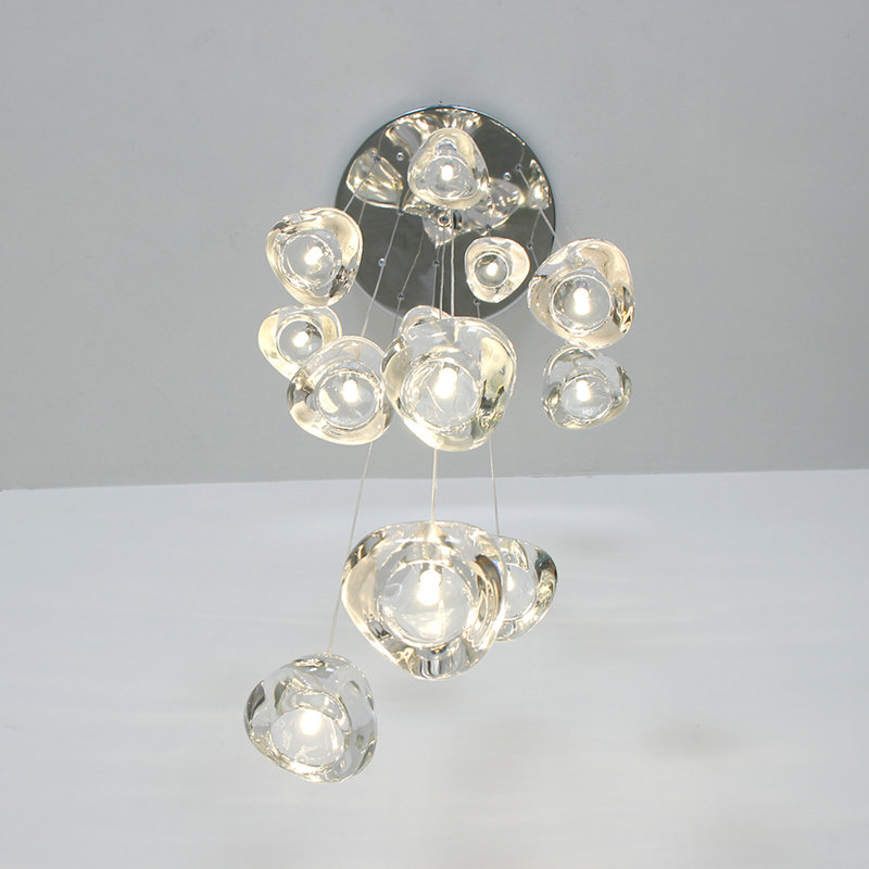 Bigham 12 - Light Cluster Teardrop Pendant, Chrome Electroplated