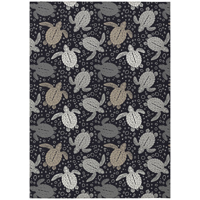 Tapis intérieur / extérieur en polyester tissé à la machine gris / beige Wille